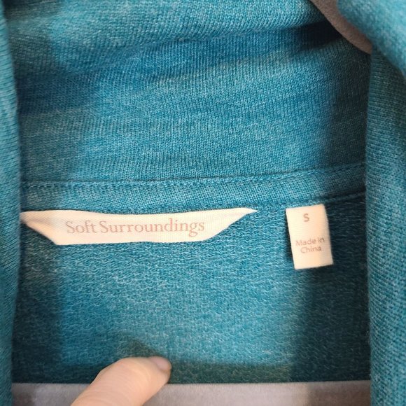 Soft Surroundings Womens S Green Long Sleeves Overlap Collar Terry Tunic Top - Picture 7 of 9